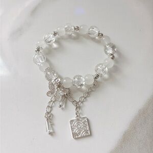 Crackle Glass Charm Bracelet